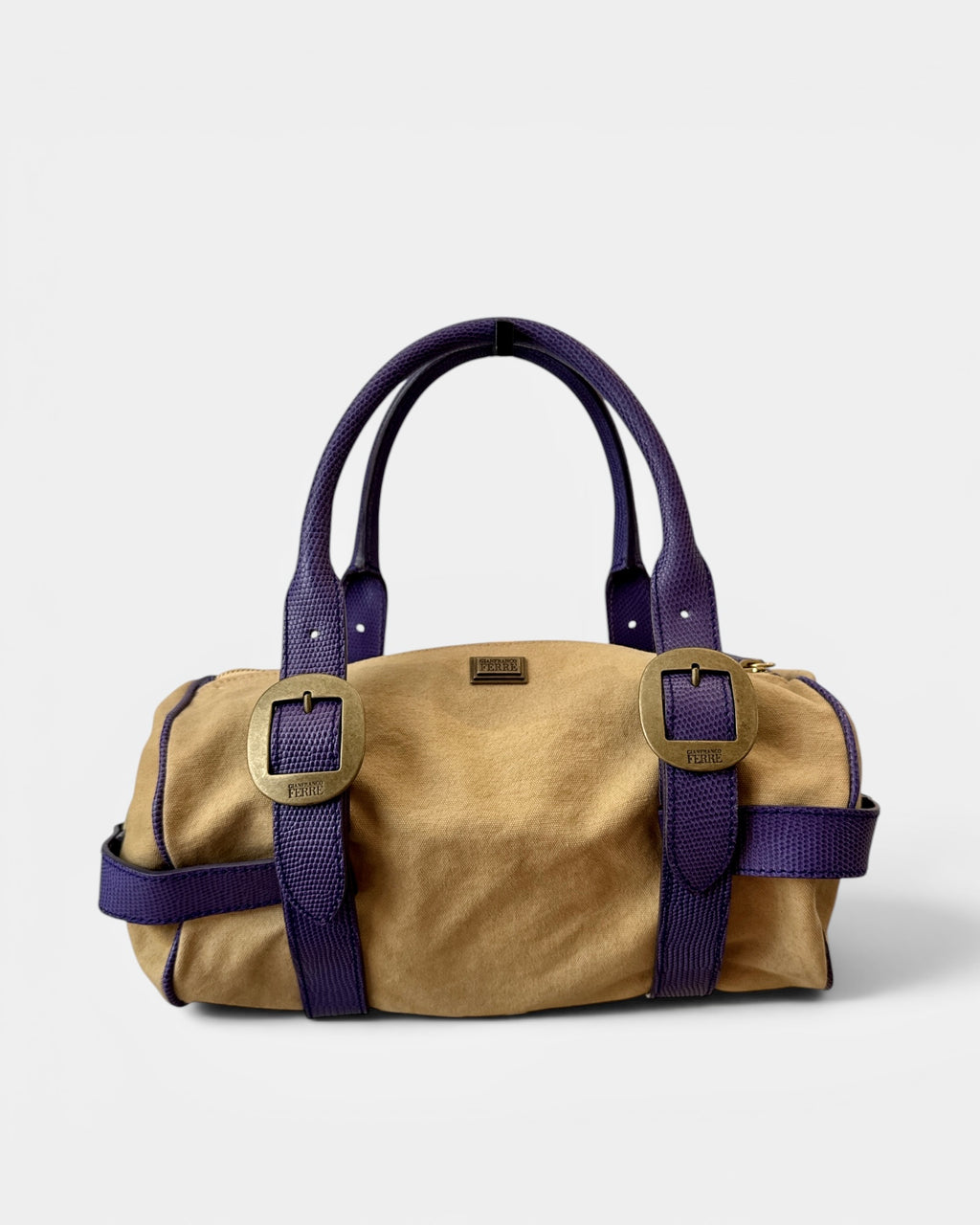 Sac à main toile et cuir Beige/mauve Gianfranco Ferre