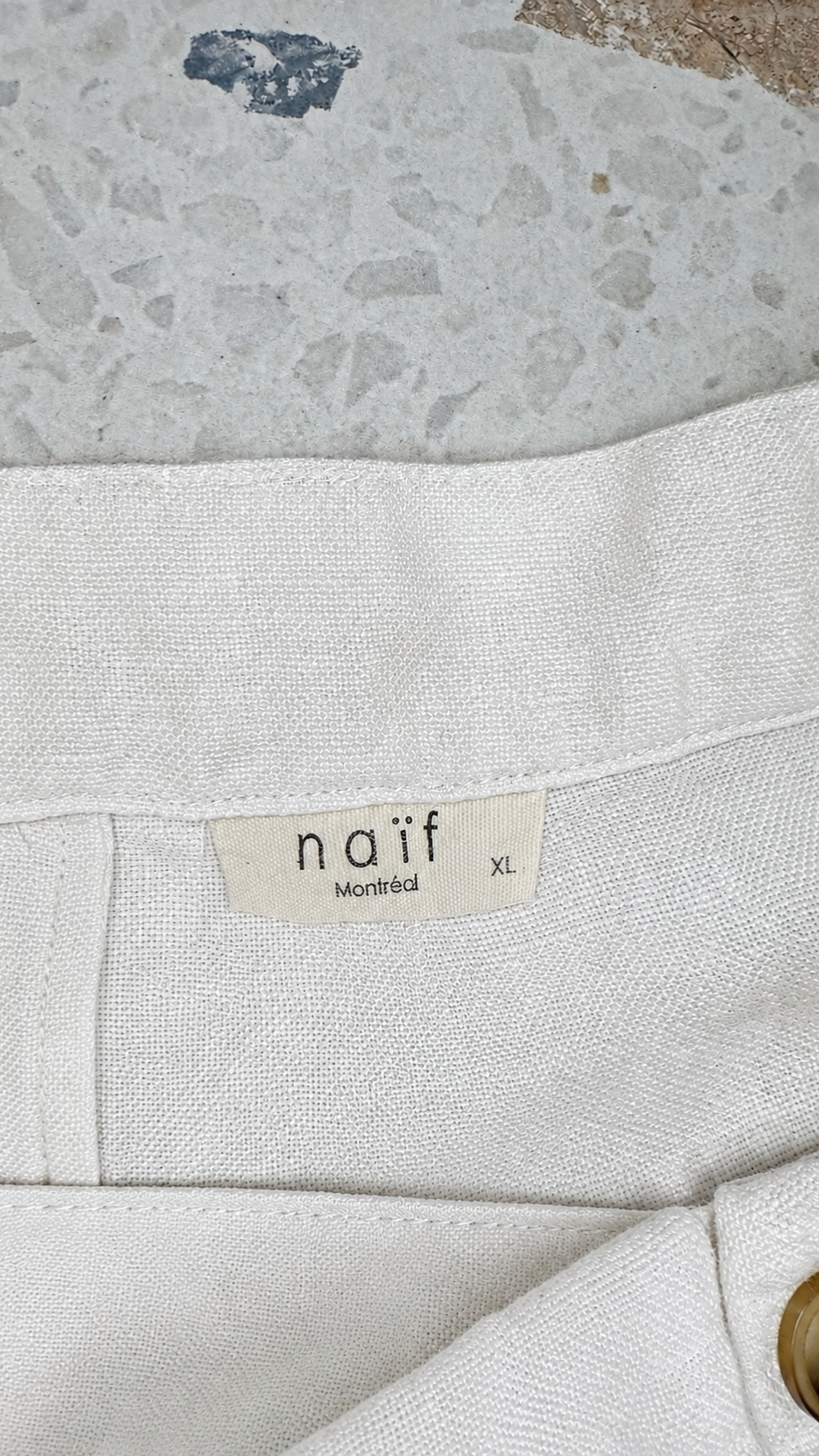 Short 100% lin Blanc, Naïf