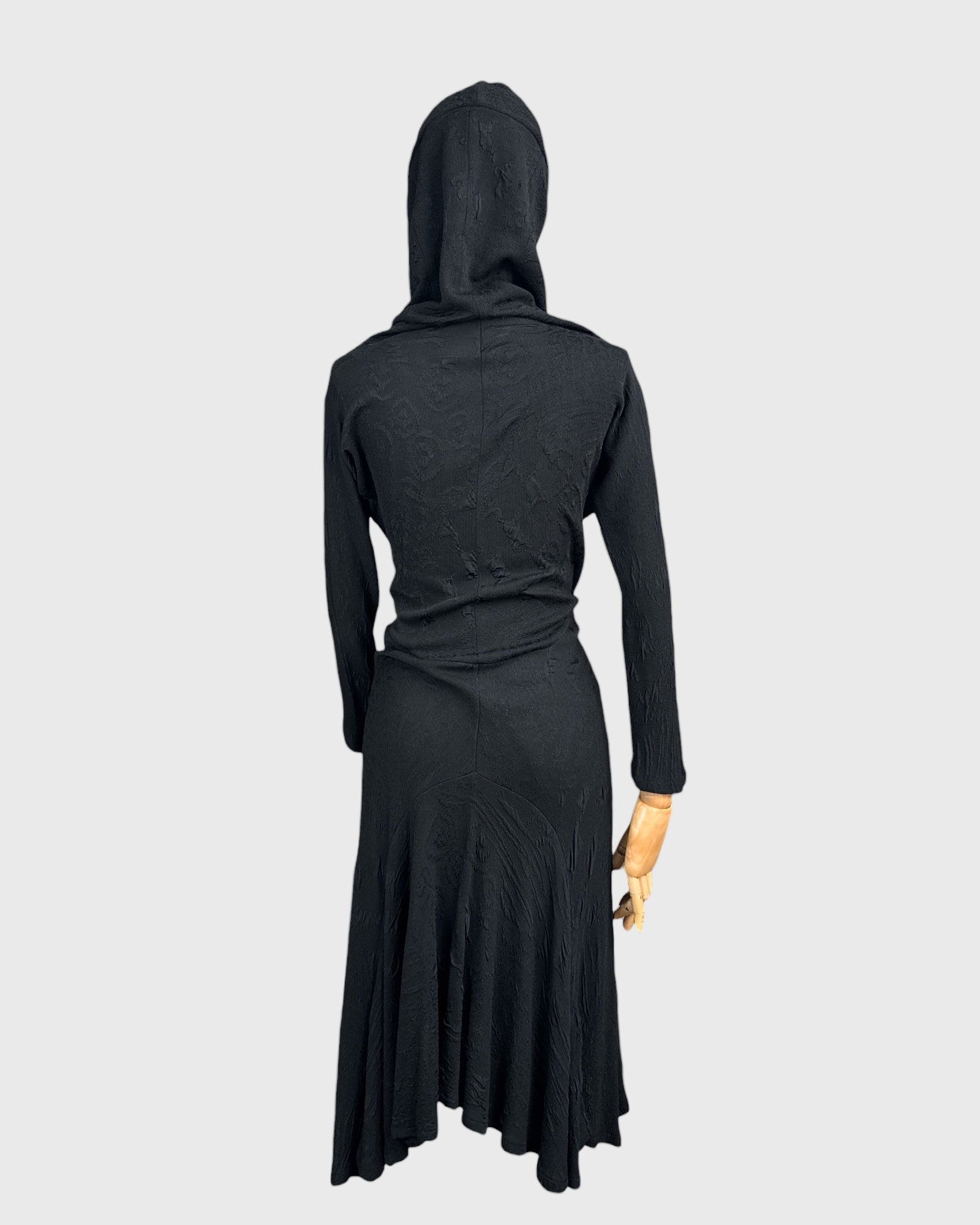 Robe longue noire Col drapé Georges Levesque, S