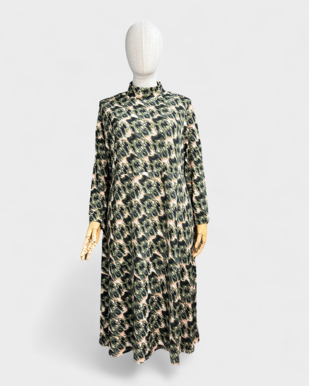 Rachel Comey Green Pink Beige Long Printed Dress, XL