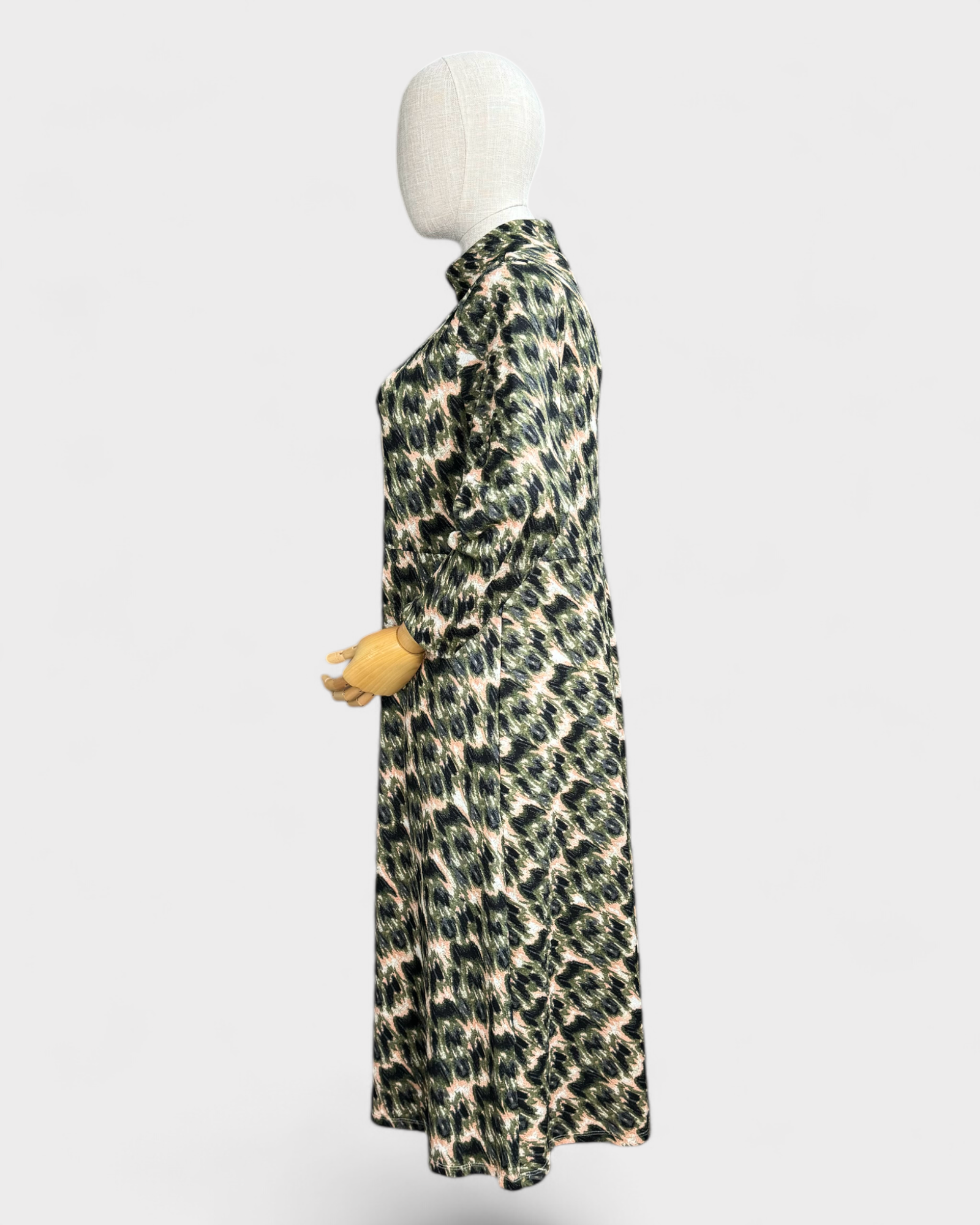 Rachel Comey Green Pink Beige Long Printed Dress, XL